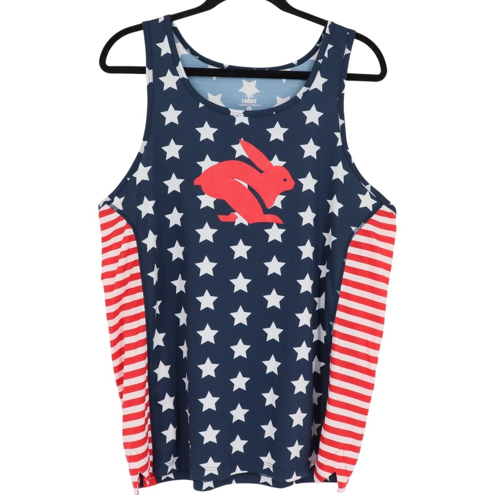 Rabbit Running Mens Patriotic Tank Top Size MD Stars Stripes USA Americana
